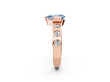 Rose gold Fancy Blue Pear Cut Brilliant Channel-Set Diamond Ring with Bezel Prong Setting_2