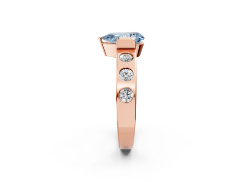 Rose gold Fancy Blue Pear Cut Brilliant Channel-Set Diamond Ring with Bezel Prong Setting_2