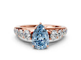 Rose gold Fancy Blue Pear Cut Brilliant Diamond Pavé Band with Six-Prong Setting_12