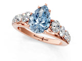 Rose gold Fancy Blue Pear Cut Brilliant Diamond Pavé Band with Six-Prong Setting_13