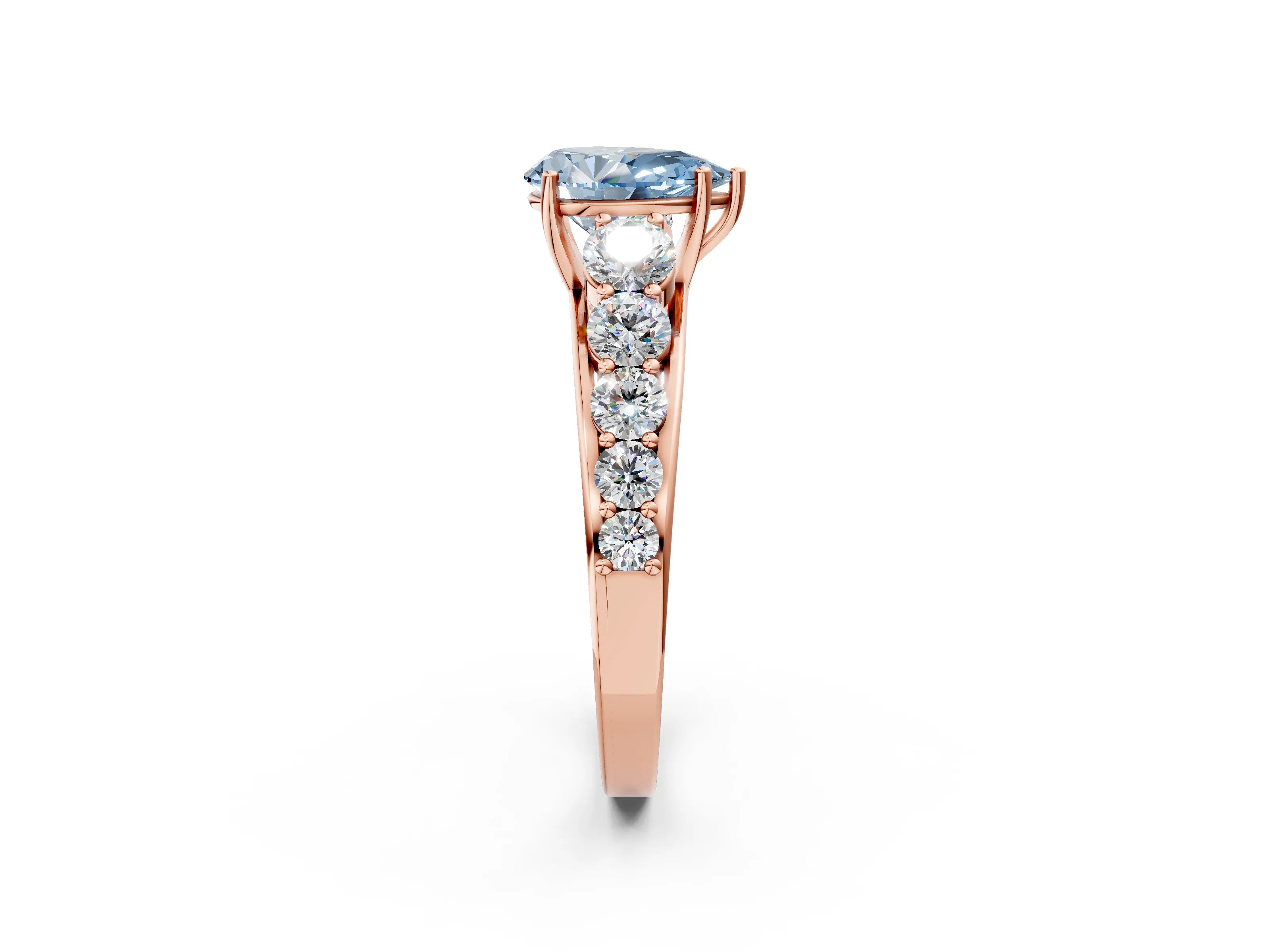 Rose gold Fancy Blue Pear Cut Brilliant Diamond Pavé Band with Six-Prong Setting_2