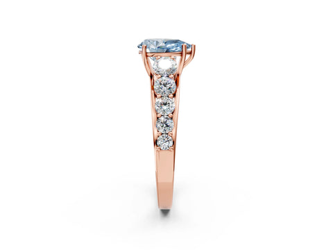 Rose gold Fancy Blue Pear Cut Brilliant Diamond Pavé Band with Six-Prong Setting_2