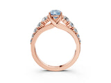 Rose gold Fancy Blue Pear Cut Brilliant Diamond Pavé Band with Six-Prong Setting_3