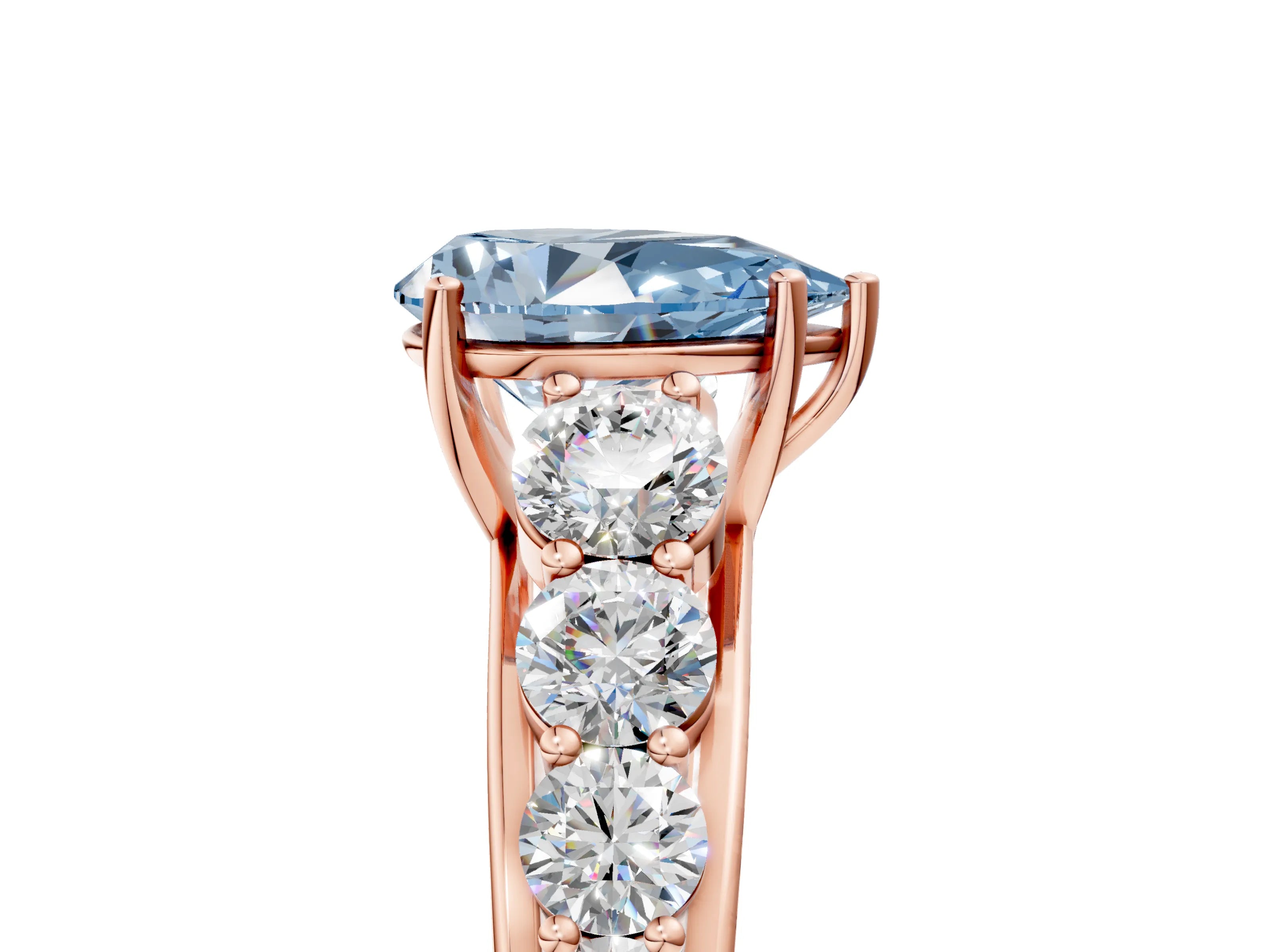 Rose gold Fancy Blue Pear Cut Brilliant Diamond Pavé Band with Six-Prong Setting_5