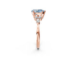 Rose gold Fancy Blue Pear Cut Brilliant Diamond Solitaire Ring with Pear Side Stones and Four-Prong Setting_5