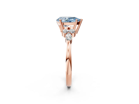Rose gold Fancy Blue Pear Cut Brilliant Diamond Solitaire Ring with Pear Side Stones and Four-Prong Setting_5