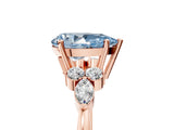 Rose gold Fancy Blue Pear Cut Brilliant Diamond Solitaire Ring with Pear Side Stones and Four-Prong Setting_8