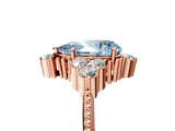Rose gold Fancy Blue Pear Cut Brilliant Diamond with Cluster Setting on a Beaded Band and Four-Prong Setting_5