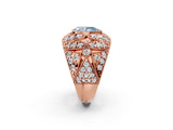 Rose gold Fancy Blue Pear Cut Brilliant Halo Pave Diamond Milgrain Ring_2