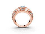 Rose gold Fancy Blue Pear Cut Brilliant Halo Pave Diamond Milgrain Ring_3