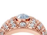 Rose gold Fancy Blue Pear Cut Brilliant Halo Pave Diamond Milgrain Ring_4