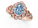 Rose gold Fancy Blue Pear Cut Brilliant Milgrain Pave Heart Band Solitaire Ring_1