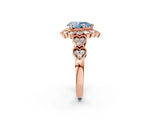 Rose gold Fancy Blue Pear Cut Brilliant Milgrain Pave Heart Band Solitaire Ring_2