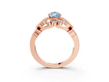 Rose gold Fancy Blue Pear Cut Brilliant Milgrain Pave Heart Band Solitaire Ring_3