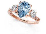 Rose gold Fancy Blue Pear Cut Brilliant Three-Stone Diamond Ring with Pavé Band and Four-Prong Setting_4