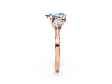 Rose gold Fancy Blue Pear Cut Brilliant Three-Stone Diamond Ring with Pavé Band and Four-Prong Setting_5