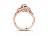 Rose gold Fancy Blue Pear Cut Brilliant Three-Stone Diamond Ring with Pavé Band and Four-Prong Setting_6
