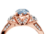 Rose gold Fancy Blue Pear Cut Brilliant Three-Stone Diamond Ring with Pavé Band and Four-Prong Setting_7