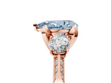 Rose gold Fancy Blue Pear Cut Brilliant Three-Stone Diamond Ring with Pavé Band and Four-Prong Setting_8