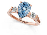 Rose gold Fancy Blue Pear Cut Brilliant Three-Stone Pave Band with Four-Prong Setting_1