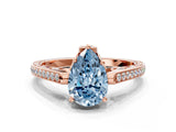 Rose gold Fancy Blue Pear  Cut Cathedral Pave Diamond Engagement Ring with Six-Prong Setting_32