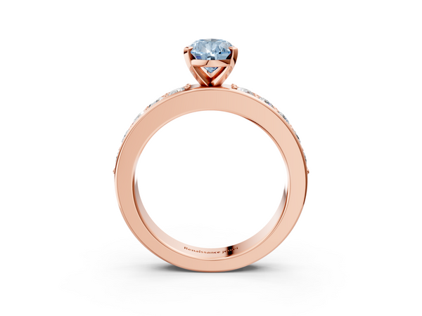 Rose gold Fancy Blue Pear  Cut Channel Set Diamond Engagement Ring with Four-Prong Setting