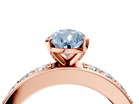 Rose gold Fancy Blue Pear  Cut Channel Set Diamond Engagement Ring with Four-Prong Setting_222