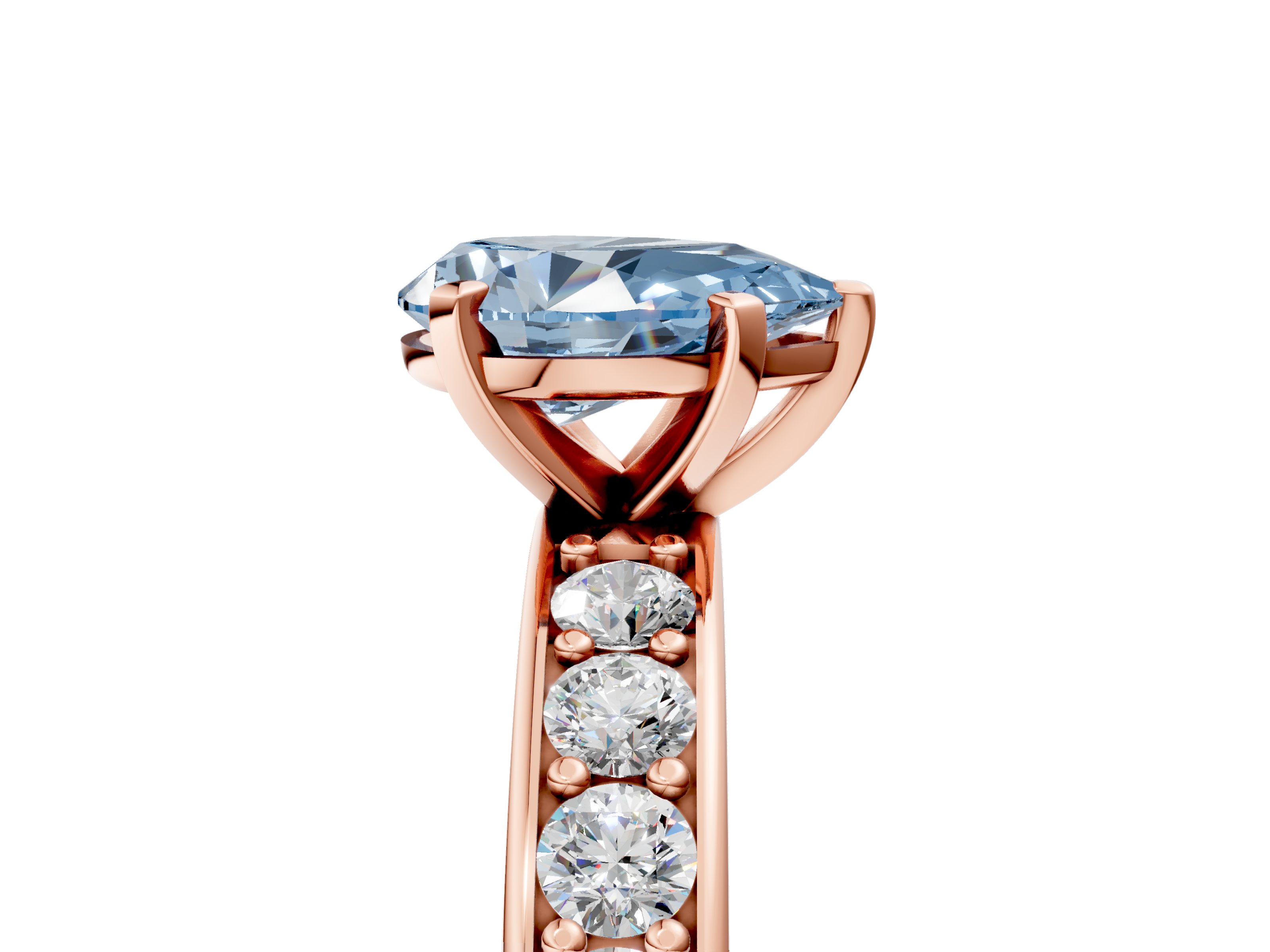 Rose gold Fancy Blue Pear  Cut Channel Set Diamond Engagement Ring with Four-Prong Setting_223