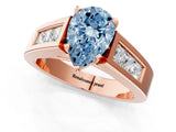 Rose gold Fancy Blue Pear Cut Cut Channel Set Solitaire Ring with Four-Prong Setting_1