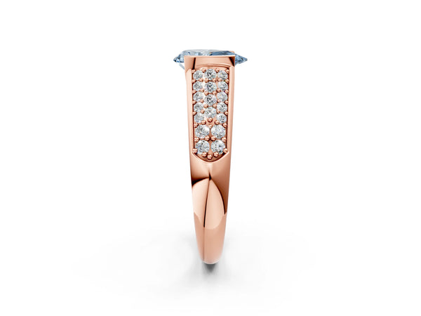Rose gold Fancy Blue Pear Cut Diamond Channel Set Pave Band with Tension Prong Setting