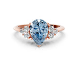 Rose gold Fancy Blue Pear Cut Cut Diamond Cluster Ring with Solitaire Band and Four-Prong Setting_12