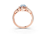 Rose gold Fancy Blue Pear Cut Cut Diamond Halo Engagement Ring with Open Split Pavé Band_3