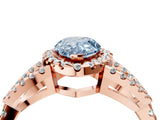 Rose gold Fancy Blue Pear Cut Cut Diamond Halo Engagement Ring with Open Split Pavé Band_4