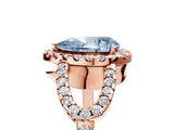 Rose gold Fancy Blue Pear Cut Cut Diamond Halo Engagement Ring with Open Split Pavé Band_5