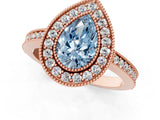 Rose gold Fancy Blue Pear Cut-Cut Diamond Halo Engagement Ring with Pave Band and Prong Setting_13