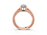 Rose gold Fancy Blue Pear Cut Cut Diamond Milgrain Pave Band Four-Prong Setting Ring_6