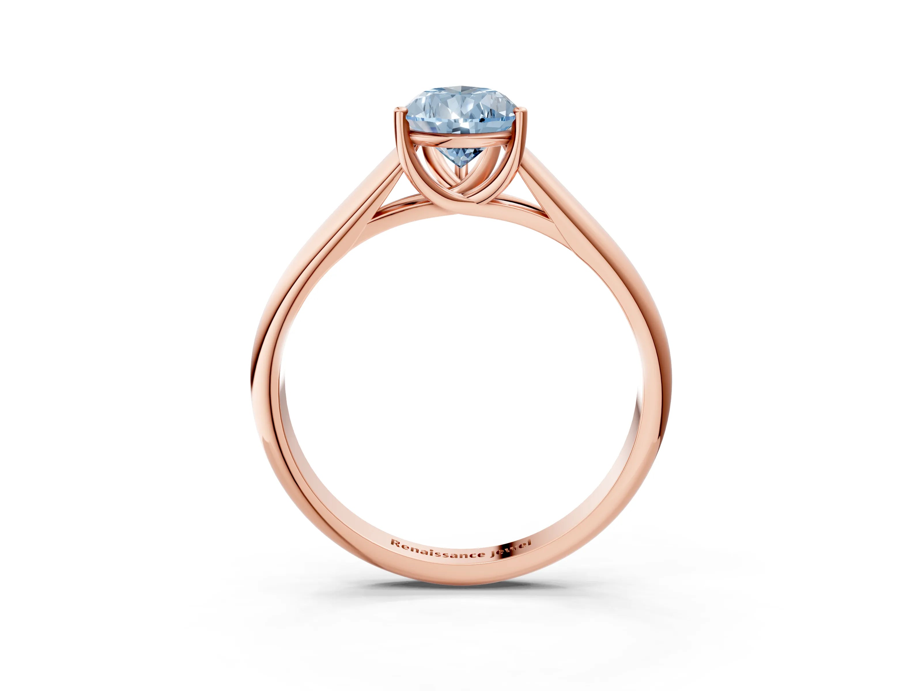 Rose gold Fancy Blue Pear Cut Cut Diamond Solitaire Engagement Ring with Tapered Plain Band and Four-Prong Setting_3