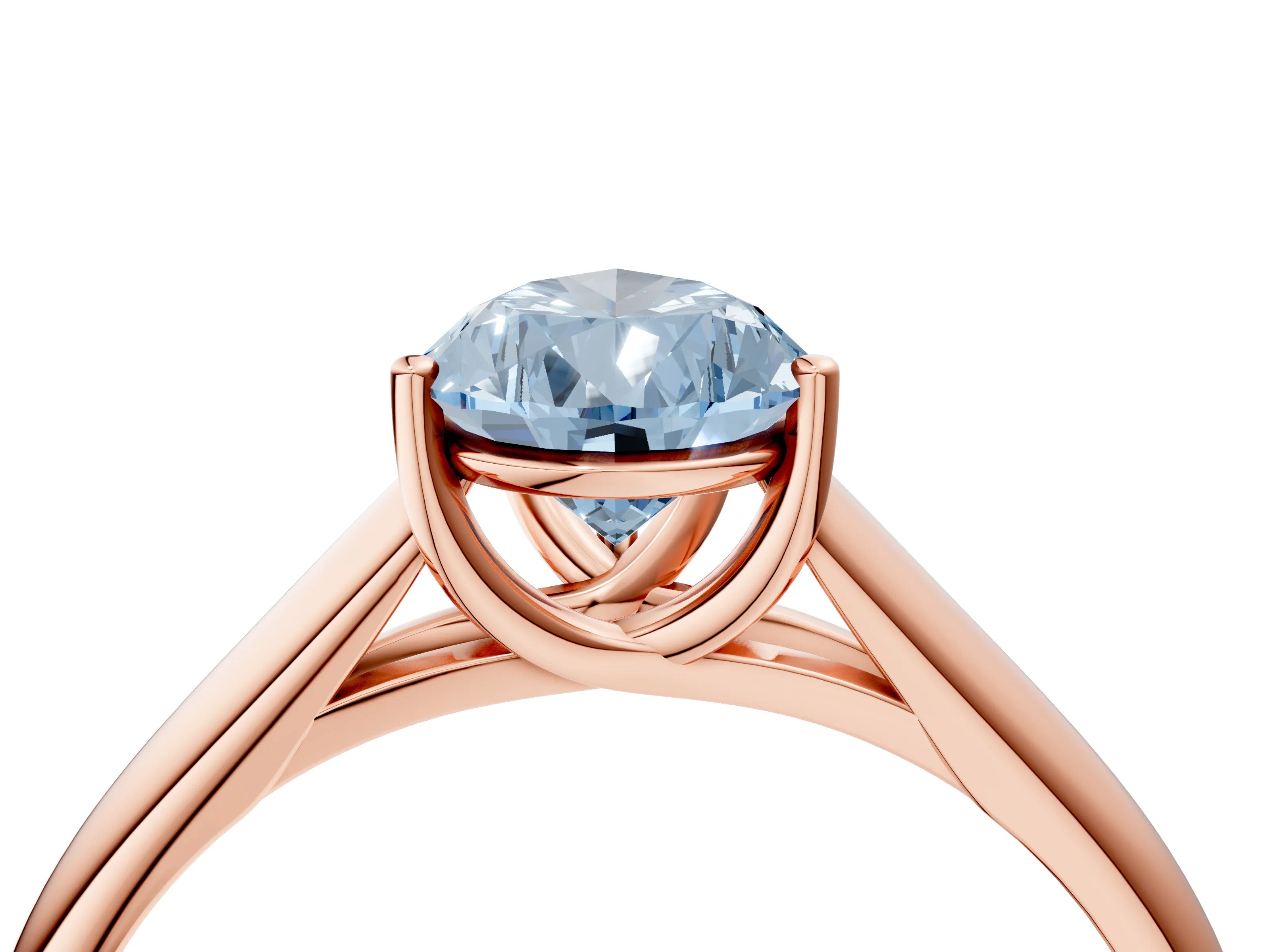 Rose gold Fancy Blue Pear Cut Cut Diamond Solitaire Engagement Ring with Tapered Plain Band and Four-Prong Setting_4