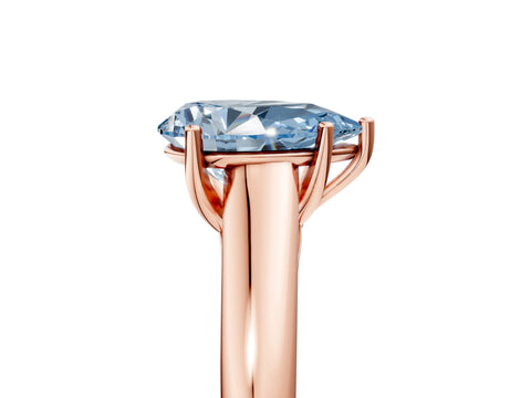 Rose gold Fancy Blue Pear Cut Cut Diamond Solitaire Engagement Ring with Tapered Plain Band and Four-Prong Setting_5