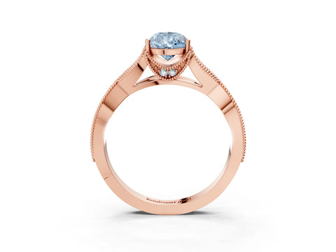 Rose gold Fancy Blue Pear Cut Cut Diamond Twisted Band with Milgrain Pave Setting and Four-Prong Setting_3
