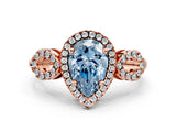 Rose gold Fancy Blue Pear Cut Cut Halo Diamond Infinity Band with Four-Prong Setting