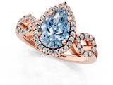 Rose gold Fancy Blue Pear Cut Cut Halo Diamond Infinity Band with Four-Prong Setting_1