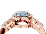 Rose gold Fancy Blue Pear Cut Cut Halo Diamond Infinity Band with Four-Prong Setting_4
