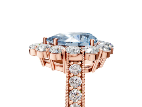 Rose gold Fancy Blue Pear Cut Cut Halo Diamond Pavé Engagement Ring with Milgrain Detailing_16