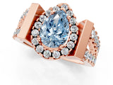 Rose gold Fancy Blue Pear Cut Cut Halo Split Shank Prong Set Ring_1