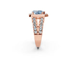 Rose gold Fancy Blue Pear Cut Cut Halo Split Shank Prong Set Ring_2
