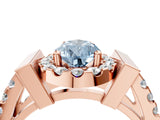 Rose gold Fancy Blue Pear Cut Cut Halo Split Shank Prong Set Ring_4