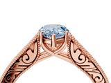 Rose gold Fancy Blue Pear Cut Cut Pave Band Milgrain Solitaire Ring_4