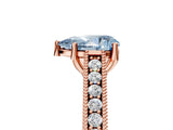 Rose gold Fancy Blue Pear Cut Cut Pave Band Milgrain Solitaire Ring_5