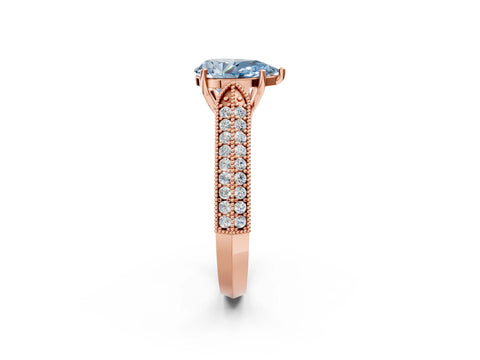 Rose gold Fancy Blue Pear Cut Cut Pave Split Shank Engagement Ring with Four-Prong Setting_2